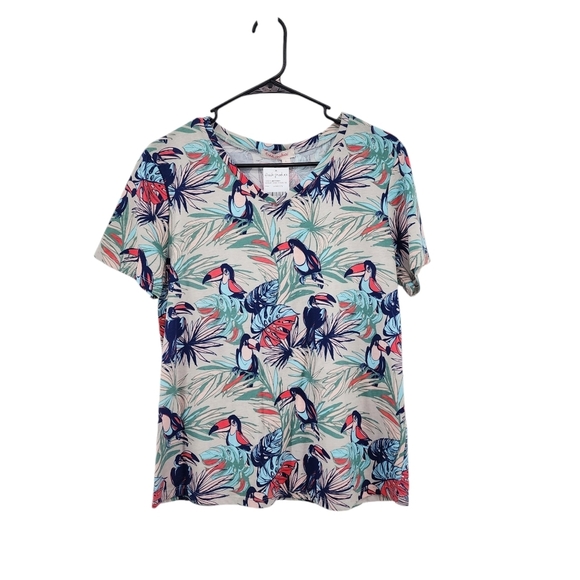 Fresh Produce Women's Tucan Tropical Short Sleeves V-Neck Summer T-Shirt - L - Picture 1 of 6